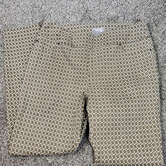 Sharon Young Fit Fabulous Tan & White Pull On Pants - Picture 1 of 8